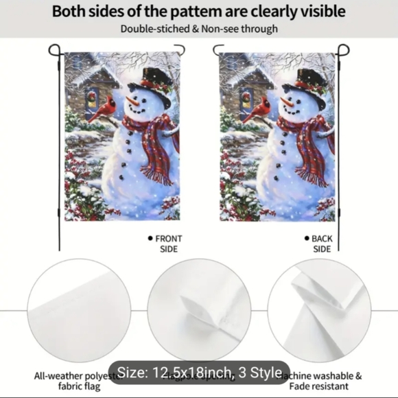 ☃️🆕Home Garden Flag "SNOWMAN" Banner Double Sided Outside Yard Decor 12" x 18" - Picture 3 of 9